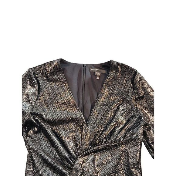 Maggy London Holiday‎ Sequin Dress Women Sz 8 Striped Long Sleeve Designer - Picture 2 of 8
